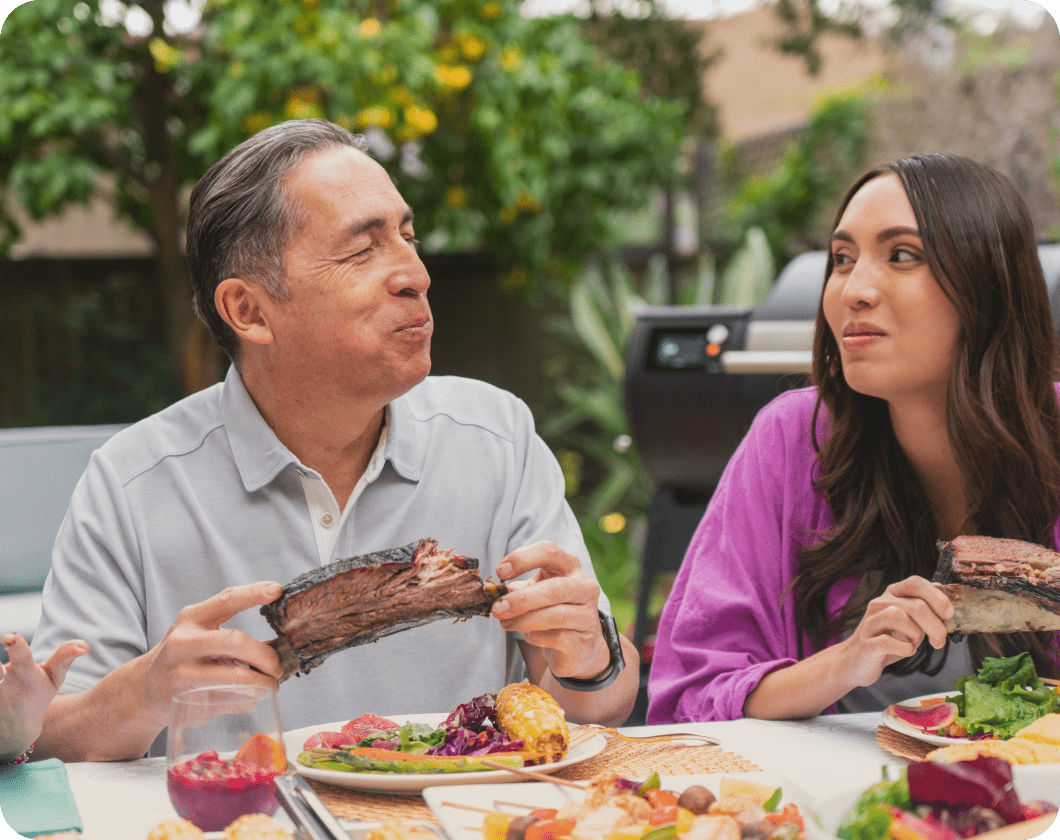 Family enjoying a perfectly cooked meal